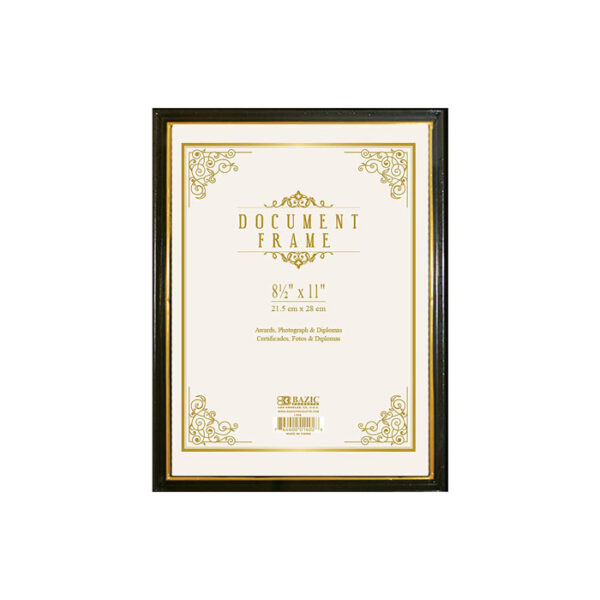 8.5"x11" Document Frame With Gold Border