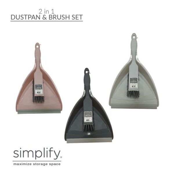 2 In 1 Dustpan & Brush Set Assorted