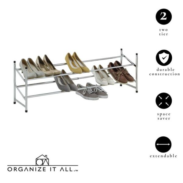 Expandable Chrome 2 Tier Shoe Rack