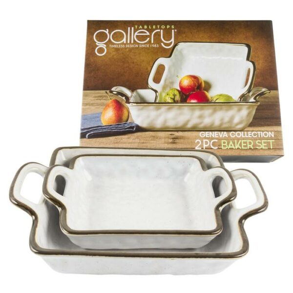Geneva Set Of 2 Square Bakeware White