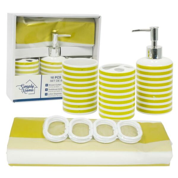 Bathroom Set 16 Pieces Peva Multicolor
