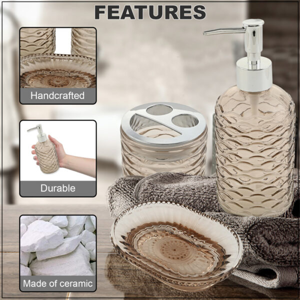 Wavy line 3Piece Bath Glass Solution Set Cloud