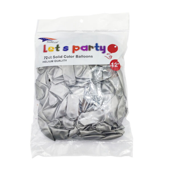 Balloon Solid Color Silver 72 Count