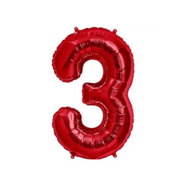 34" Balloon Number 3 Red