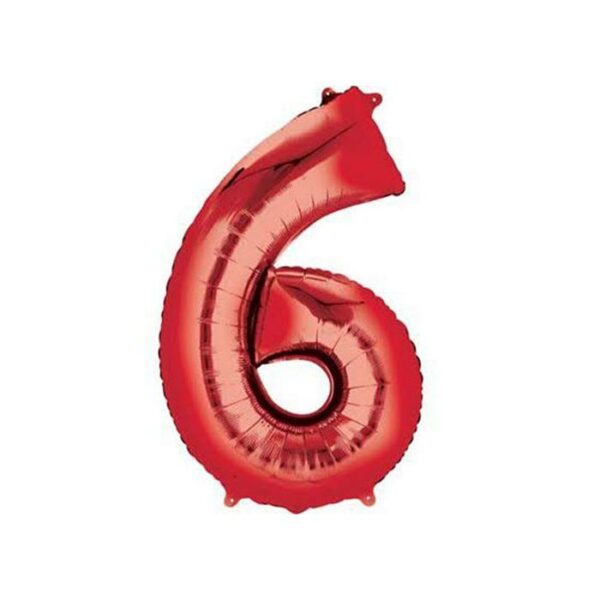 34" Balloon Number 6 Red