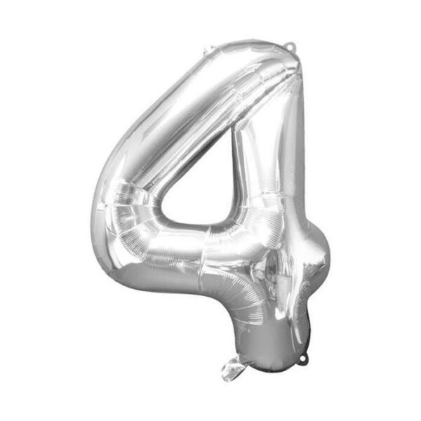 34" Balloon Number 4 Silver