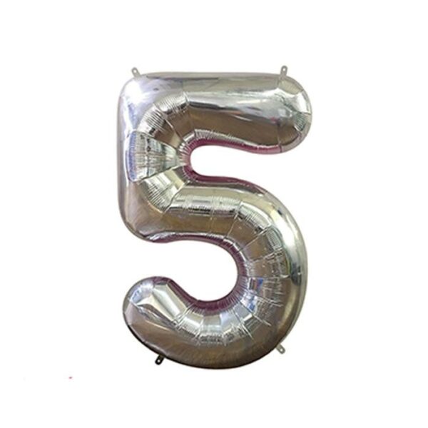 34" Balloon Number 5 Silver