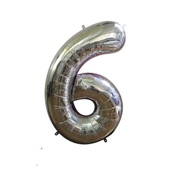 34" Balloon Number 6 Silver