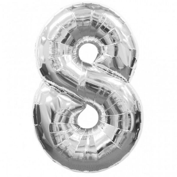 34" Balloon Number 8 Silver
