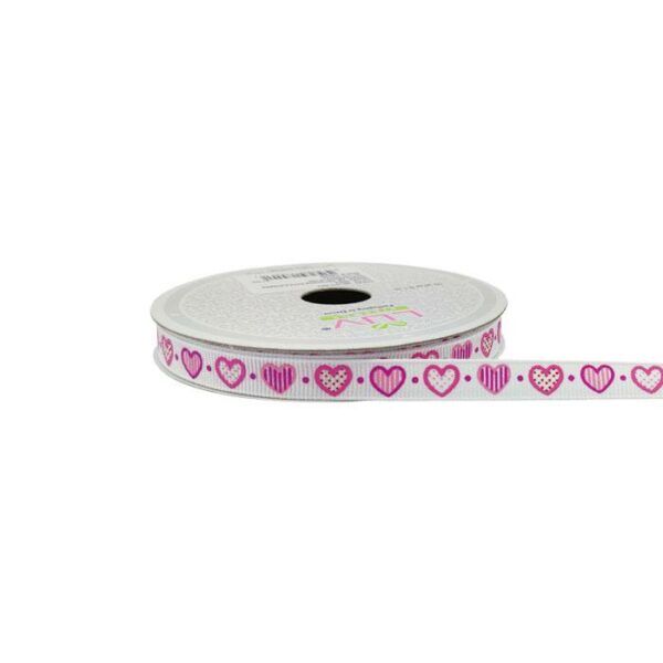 3/8" Grosgrain Dots & Stripes Hearts Ribbon 10 Yds