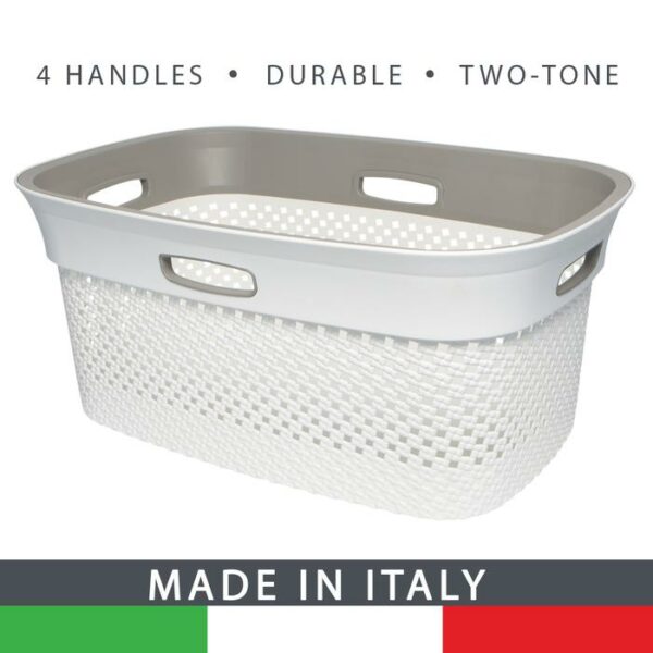 2Tone Tetris Wide Laundry Basket With 4 Open White