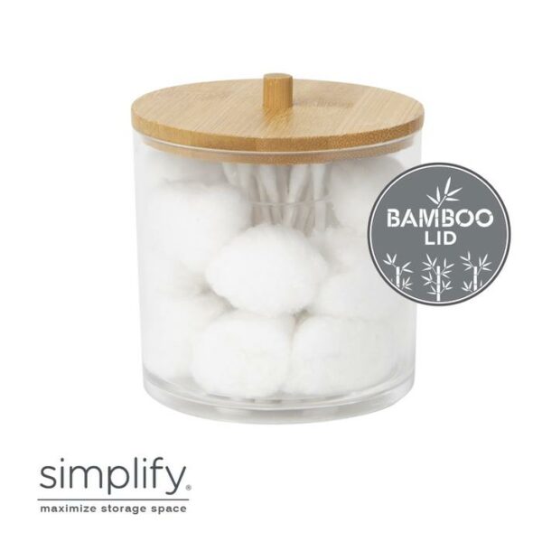 Clear Tip And Cotton Holder With Bamboo Lid
