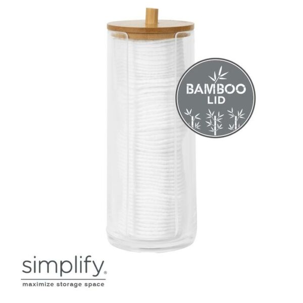 Clear Cotton Pads Holder With Bamboo Lid And Round