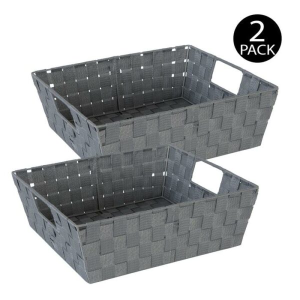 2 Pack Large Shelf Tote Grey