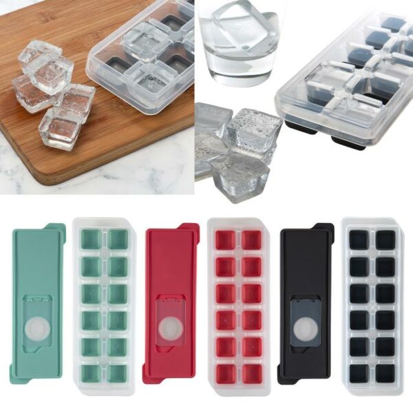 2 Pack Non -Stick 12 Ice Cube Tray With Lid