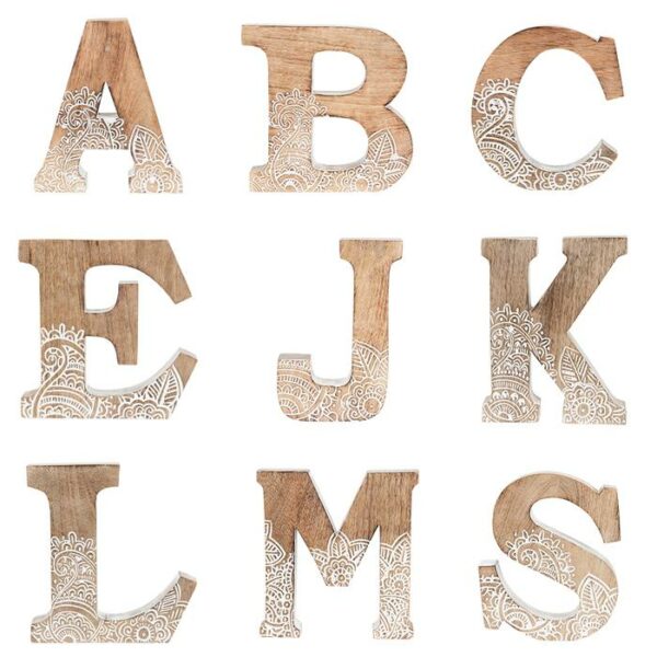 8" Decorative Mango Wood Initials Assorted Letters