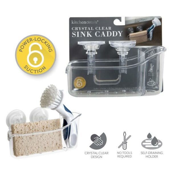 2in1 Clear Power Lock Suction Sponge& Brush Holder
