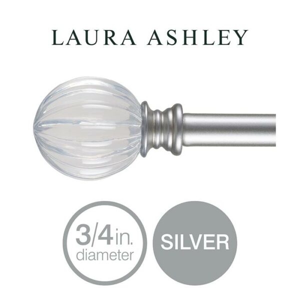 Ribbed Crystal Curtain Rod 33-66" Silver