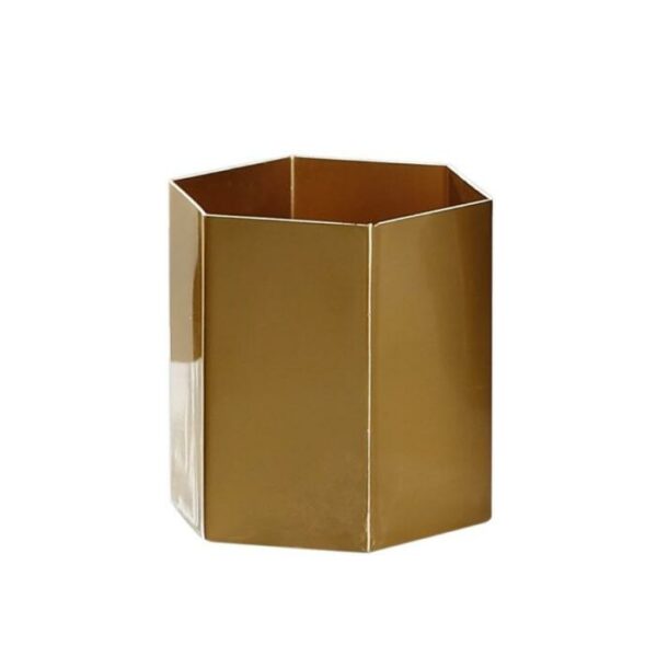 Hexagon Metal Gold Vase 4"x4.25"