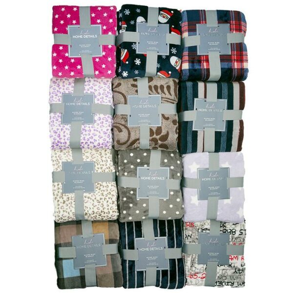 Printed Flannel Coral Blanket Assorted Queen