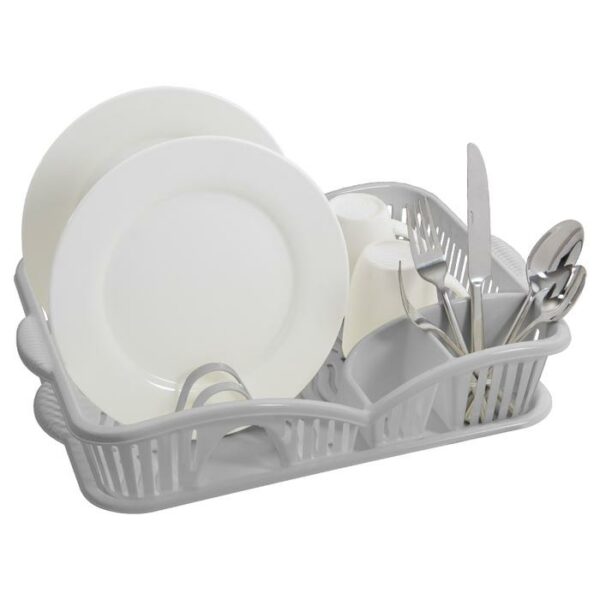 Plastic Grey Dish Rack Organizer With Drain Board