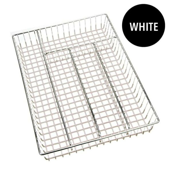 Chrome Cutlery Tray In White