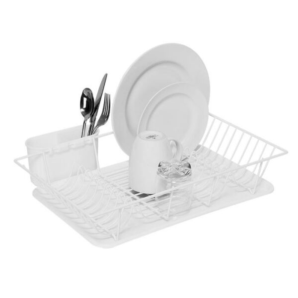 Dish Rack With Cup White Tray