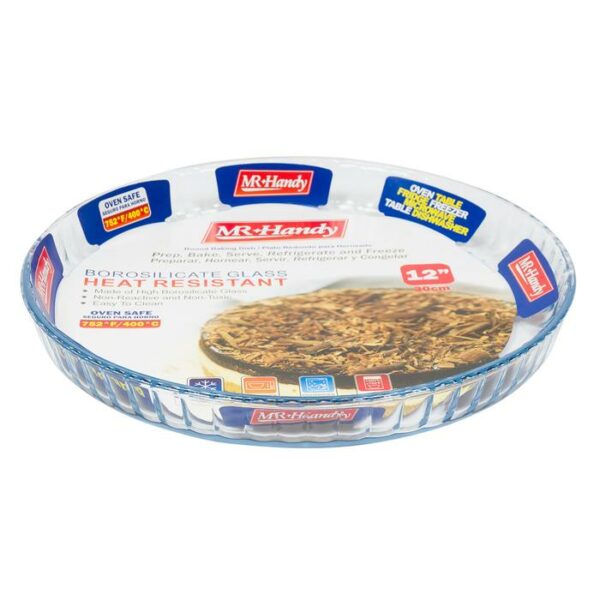 12" Round Clear Glass Baking Pan