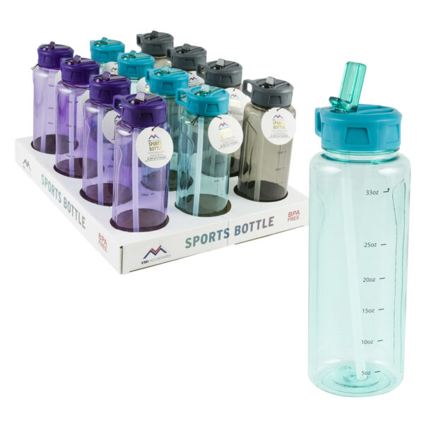 Sports Bottle 33.80 Oz With Straw