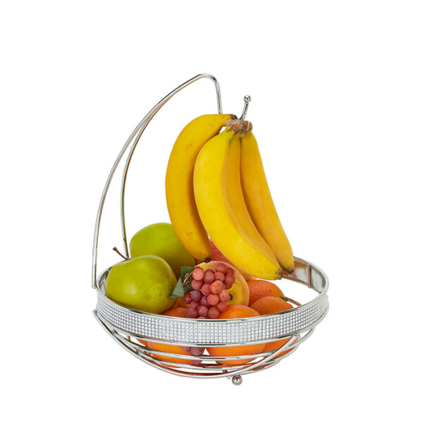 Round Fruit Basket With Banana Tree Chrome