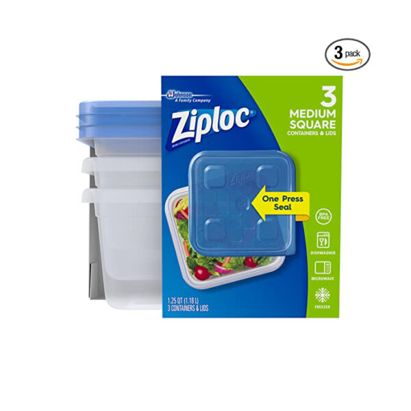 Ziploc 3 Medium Square Containers & Lids