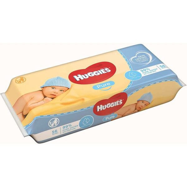 Huggies Pure Natural Baby Wipes Unscented 56 Count