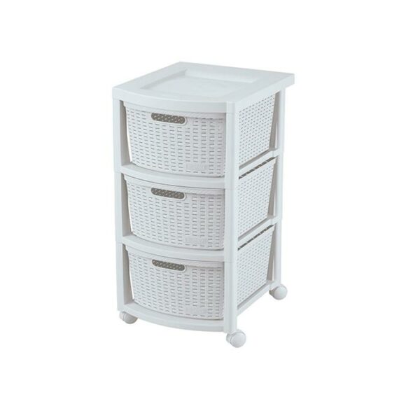 Rimax Wicker 3 Drawer Storage Cart White