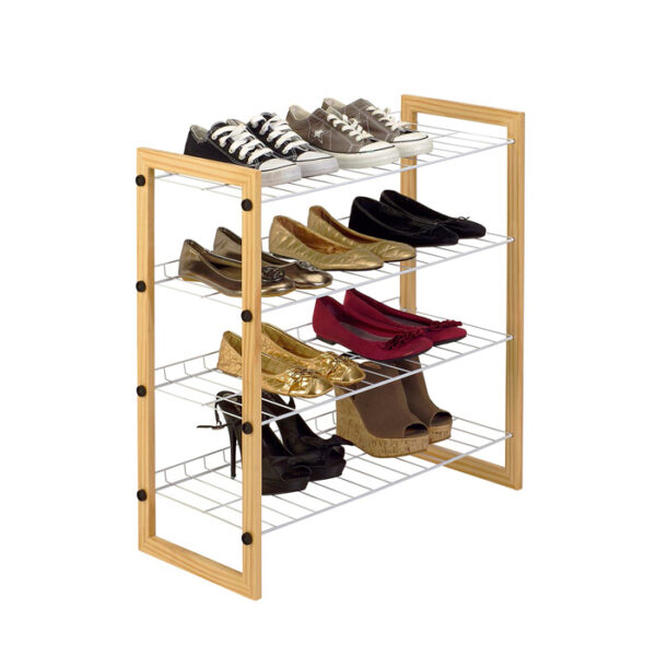 4 Tier Wood Shoe Caddy Natural