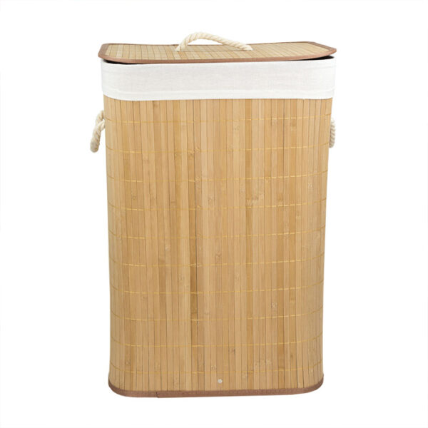 Rectangular Folding Bamboo Hamper Natural