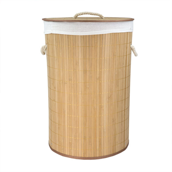 Round Folding Bamboo Hamper Natural