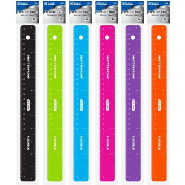 12'' Shatterproof Flexible Ruler Assorted Colors