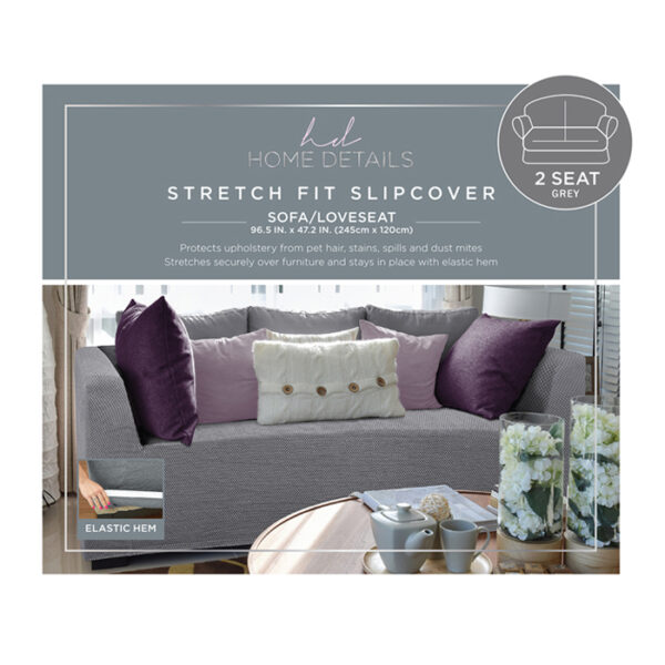 Popcorn Strech Love Seat Cover Slip Grey