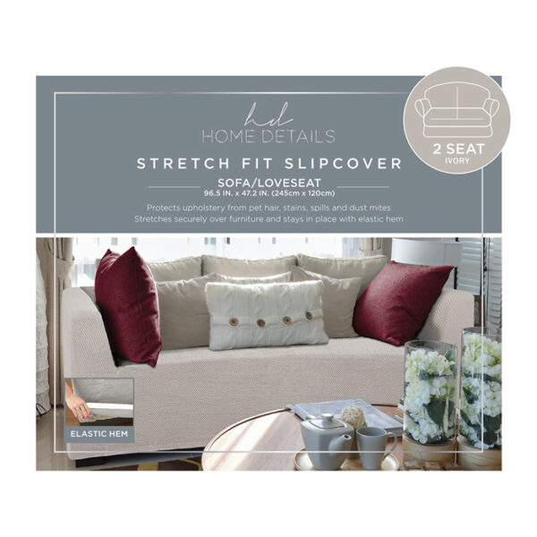 Popcorn Strech Love Seat Slip Cover Ivory