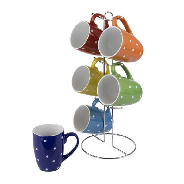 6 Pieces Mug With Stand Polka Dot