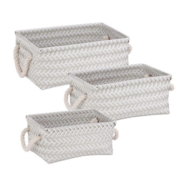 Zig Zag Set Of 3 Basket Gray