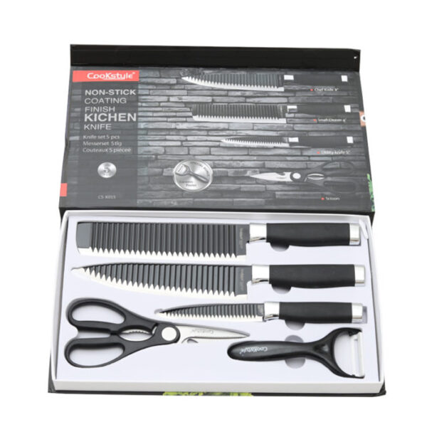 Kitchen Knife Set Black 5 Pieces