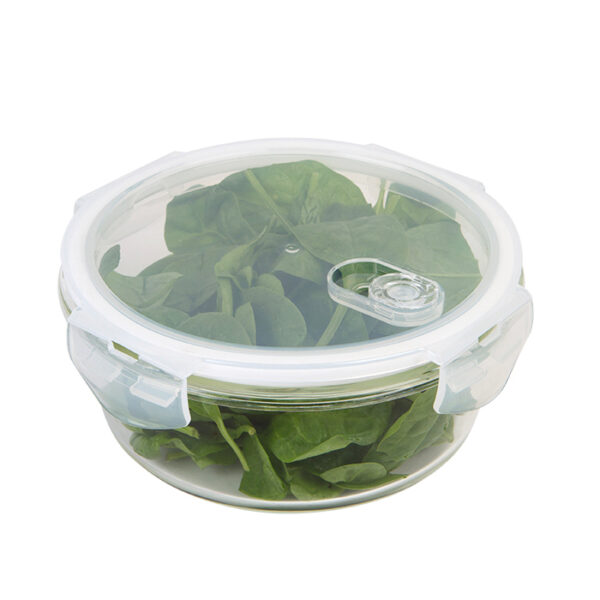 Round Glass Food Storage Box With Cover 950ml
