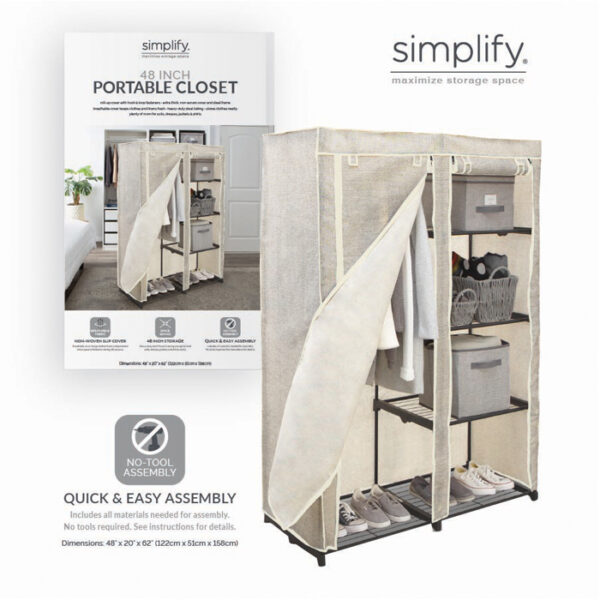 48" Textured Print Portable Closet FEJ