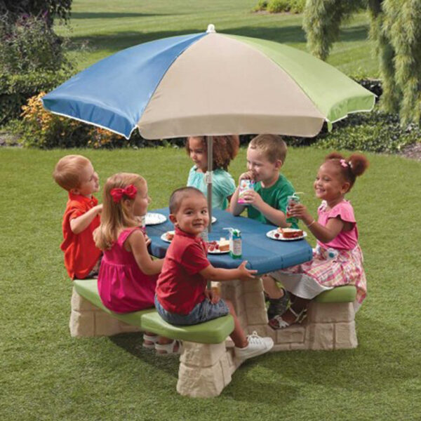 Naturally Playful Picnic Table With Umbrella