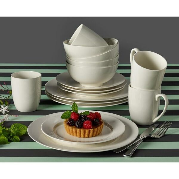 16 Pieces Round Dinnerware Set Plain Ivory