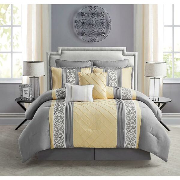 Farion 8 Piece Comforter Set Queen Yellow