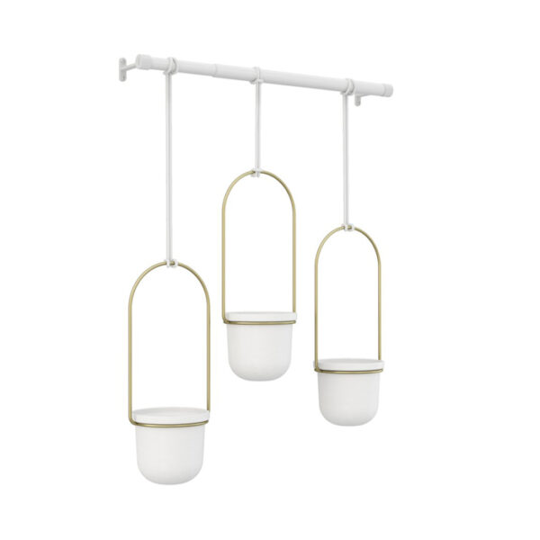 Triflora hanging planter white/bras