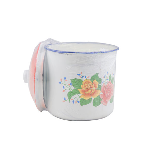 Candle In White Tin Bowl W/Cover