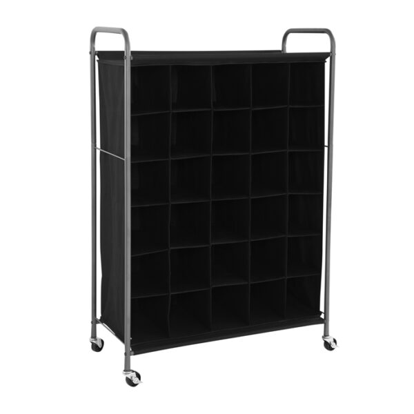 30Pair Chrome&Black Rolling Shoe Rack With  Cover